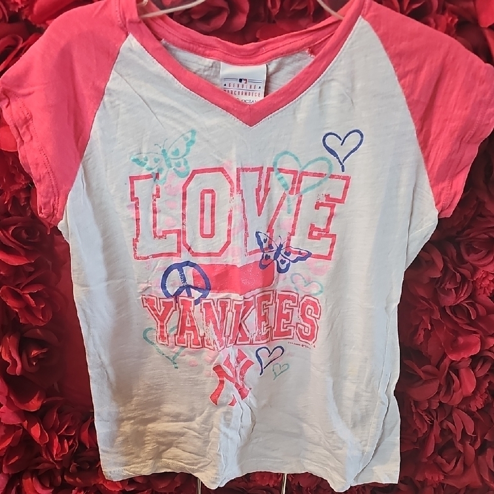 Kids Raglan Shirt - Pink & White